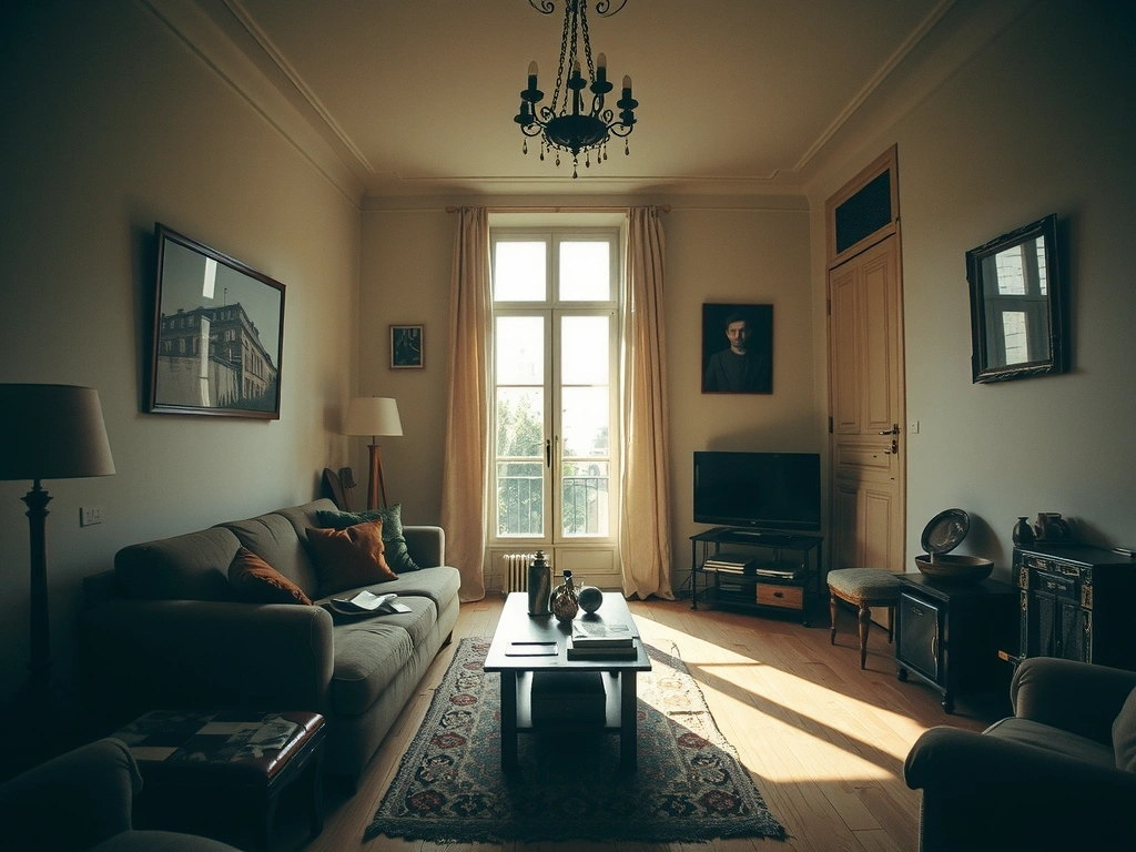 Salon parisien en attente de nettoyage