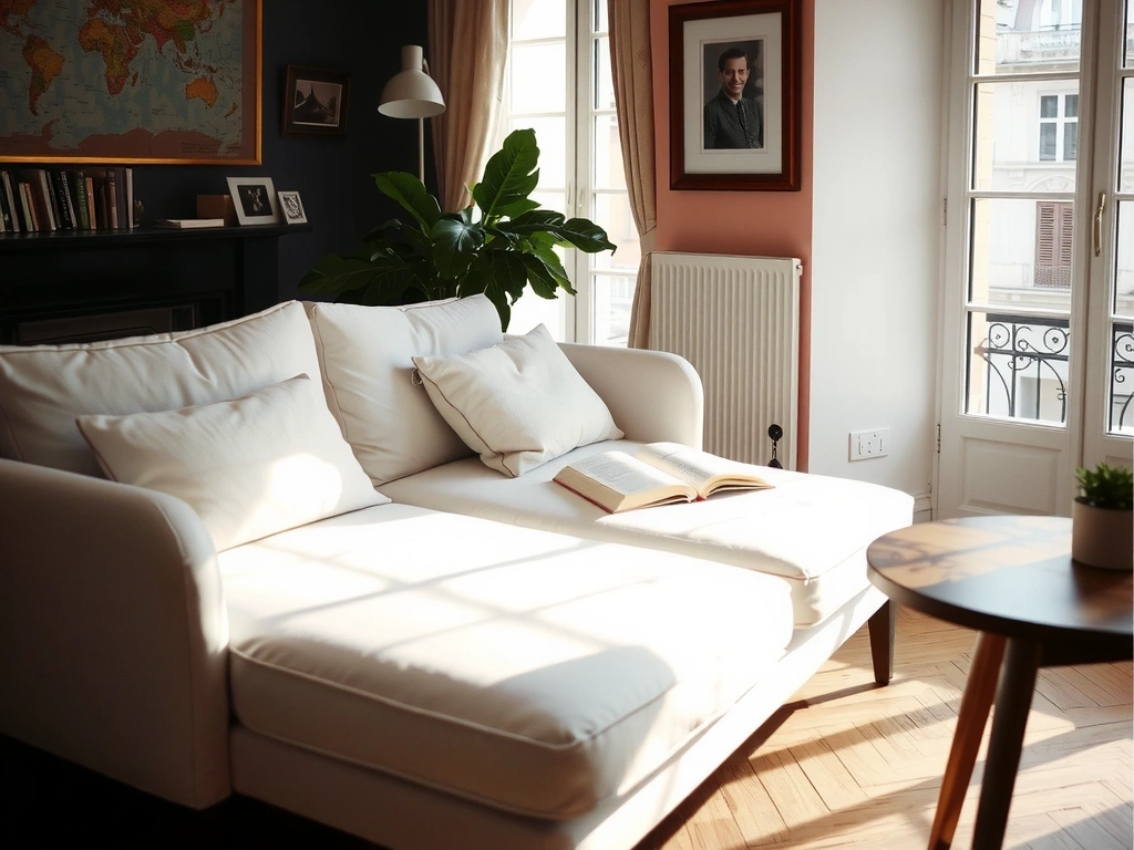 Salon parisien lumineux après nettoyage